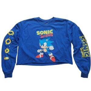 Sonic The Hedgehog blue long sleeve crop top